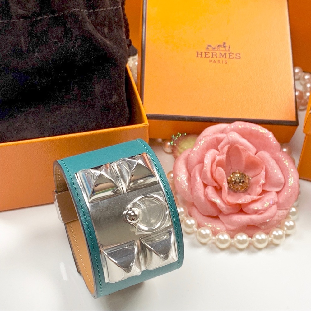 Hermes Collier De Chien Bracelet in Malachite